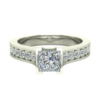 Годежни пръстени принцеса отрязани диамантени пръстени за жени 14k бяло злато CT TW