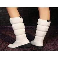 Sanviglor Ladies Mid Calf Boot Plush Lining Зимни обувки Кръг пръст Снежни ботуши работи Небрежно устойчиво нахлуване Дишащо топло бяло 6.5
