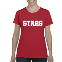 MMF - Кратка ръкав за женски тениска, до женски размер 3XL - звезди