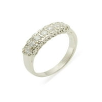 Британски направен стерлингов сребърен естествен диамантен женски пръстен за вечност - Опции за размер - размер 9.75