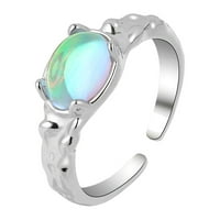 хансилинов възел пръстен стерлинги сребърен лунен пръстен регулируем дъга лунен пръстен синтетичен отворен пръстен бижута подарък за жени
