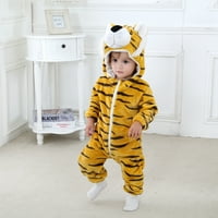 Детско дете фланел качулка с качулка Romper Jumpsuit Baby Boys Girls Animal Bodysuit Halloween Costume Clothing tiger