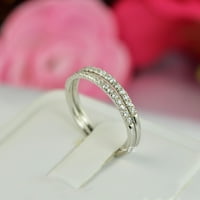 0,36ct половин вечност Сватбена лента стек обещание пръстен диамант симулиран стерлинги сребро