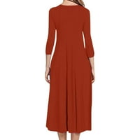 Жени модни тънки годни удобни бутон V-образен солиден цвят ежедневна рокля