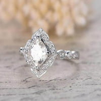 1. CT moissanite и диамантен сватбен пръстен възглавница, нарязана в 10K бяло злато
