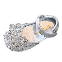 Модна пролет и летни момичета танцови обувки Принцеса рокля Производители Обувки Flat Bottom Light Pearl Rhinestone Sequin Bow Toddler Момиче над ботушите на коляното
