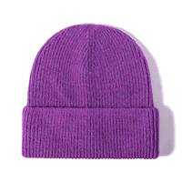 Хана шапка от шапка, плетена шапка за шапка за жени Зимна шапка за възрастни, уютна ски шапка с маншет обикновена шапка, подарък за мъже жени, един размер, готин стил на шапки, лилаво