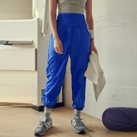 Панталони жени, женски модни дънки с ниска талия небрежен джоб направо работа дълги панталони сини l