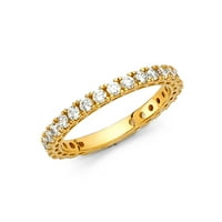 Солиден 14k жълто злато кубичен циркония CZ годишнина сватбен пръстен с размер 6.5