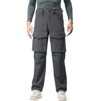 Мъжки панталони еластична талия плюс кадифено слоести ежедневни панталони Мъжки туристически панталони сив размер m