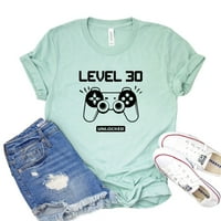 Ниво риза Отключена тениска 30-ти рожден ден подарък видео игра Tee Gamer ризи женска парти тениска