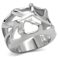 Жени високо полиран пръстен от неръждаема стомана без камък в камък - размер 6