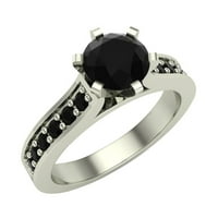 Черен диамантен годежен пръстен 1. Карат 14K Уайт златен подарък Bo Glitz дизайн