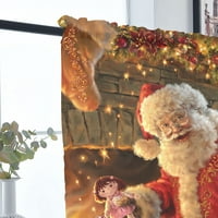 Lumento Коледни завеси за прозорци Завестки Завества драпи джобни луксозни панели за домашен декор на Voile Дядо Коледа Style-E W: 51 H: 94
