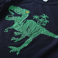 Kukoosong Toddler Boy Summer Outfit Cets Небрежен ежедневен динозавър печат с къси ръкавици дрехи за къси панталони зелени 90