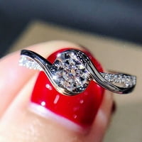 Най -великият брезов пръстен Геометричен дизайн Изящна лента за пръсти жени Rhinestone Inlaid Bewelry Gift for Party Copper Clear