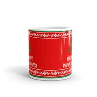 Честит Pawlidays Cat Christmas Coffee Tea Ceramic Mug Office Work Cup Подарък 15oz