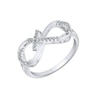 0. cttw кръгла форма бяла естествена диамант страничен път кръстосано безкраен пръстен в 10K твърд златен пръстен размер-5