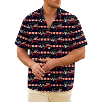 4 юли Мъжки хавайска риза САЩ Национална флаг Риза Графична яка на яка ежедневно облекло за облекло за печат на къси ръкав
