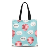Платна чанта с увреждаема чанти за пазаруване на хранителни стоки усмихнати спящи облаци и балони с горещ въздух сладка бебешка чанта с тотална чанта