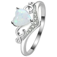 Keusn Fashion Heart във формата на сърце Нови бижута сърце Цветно скъпоценно дама бижута любовен пръстен w