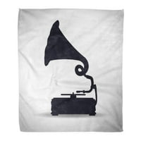 Хвърлете одеяло топло уютен печат фланелен играч стар грамофон графичен запис Фонограф удобно мек за диван и диван в леглото