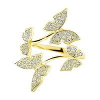 Pgeraug подаръци за жени прясна пеперуда micro inlaid отворен inde пръстен пръстен меден пръстен злато