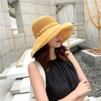 Anbech летни шапки за жени Mesh Sun Beach Hat Дамски леки, складируеми, широка кофа за кофа с каишка за брадичка и UV защита ， жълто
