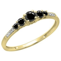Колекция DazzlingRock 0. Карат кръг черно -бял диамантен булчински каменна годежен пръстен за жени в 14K жълто злато, размер 6.5