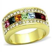 Alamode TK1402- Жени IP златен пръстен от неръждаема стомана с кристал от най -висок клас в много цвят - размер 8