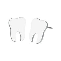 Обеци от нископрофили за жени за жени момичета зъби личностна сплав зъби Темперамент прости зъбни подаръци