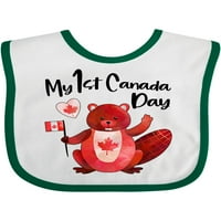 Inktastic моя първи ден на Канада с червен и бял кленов листа подарък бебе момче или момиченце биб