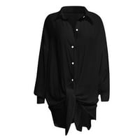 Дамски върхове дълги ръкави жени блуза ежедневни солидни тениски henley fashion black 5xl