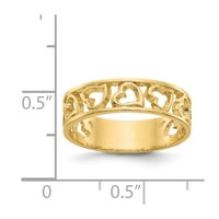 Истински 14kt Жълто злато Сърце с размер на пръстена: 6; за възрастни и тийнейджъри; За жени и мъже