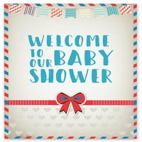Inkdotpotboy Girl, Baby Shower Party Collection, WelcomeSignfor Baby Shower, Postcard Themepack от - 18 x12