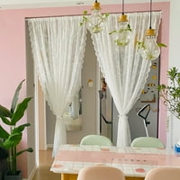 Voguele White Drapes Panel завеси Пръчка Pock Pocket Solid Sheer Voile Treatments Window Curtain Lace бродиран луксозен декор за дома бяло w: 30 H: 63 *