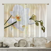 Goory кухненски завеси Орхидеи Tiers Залепвания полупрозрачен домашен прът за джобни прозореца Прозор