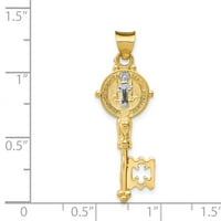 14k двутонен златен чар с висулка с кръст на Rhodium Cross
