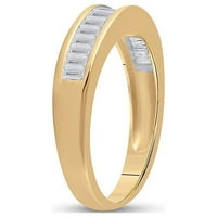 10kt жълто злато дамски багет диамант сватбена лента пръстен cttw