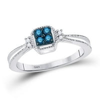 10k бяло злато синя диамант проста клъстерна лента пръстен cttw