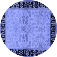 Ahgly Company Indoor Round Oriental Blue Industrial Area Rugs, 7 'Round