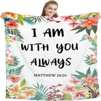 Библейски стих Аз съм с теб винаги Исус одеяло, тайни сестри Подаръци за жени християнски подаръци за рожден ден за жени, уютно плюшено религиозно молитвено одеяло 40 x50