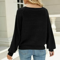 Aoksee пуловери за жени жени ежедневни твърди плетене губят дълъг ръкав кръг