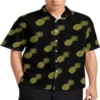 Ананас за мъжка риза бутон надолу по късо ръкав хавайски ризи отгоре за плажен бизнес ежедневен