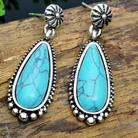 Винтидж Boho Turquoise Gemstone Drop Dangle Hooks Обеци сватбени годежи