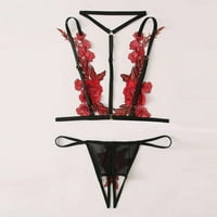 Gaiseeis g-string червена черна флорална бродерия bralette cupless lace bra bustier бельо черно m
