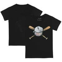 Toddler Tiny Turnip Black Chicago White So Hat Cross Bats Тениска