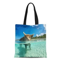 Платно чанта с диви плуване на Big Cajors Cay в чантата за пазаруване на хранителни стоки за многократна употреба