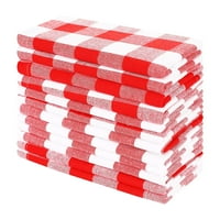 Лъшоми вечеря с салфетки с плат колан, памук, комплект от 12 ,, биволски проверка на червено бяло