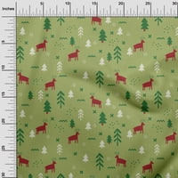 OneOone Viscose Jersey Green Fabric Коледна тъкан за шиене на отпечатана занаятчийска тъкан край двора